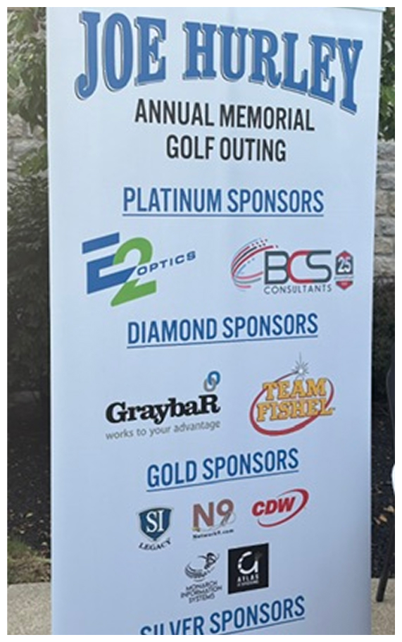 Joe Hurley Annual Memorial Golf Outing sponsor sign