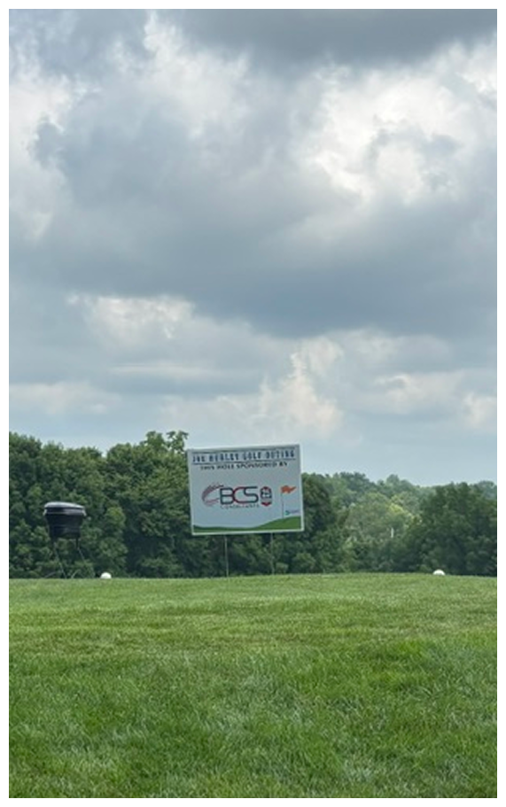 BCS Consultants hole sponsorship sign on the golf course